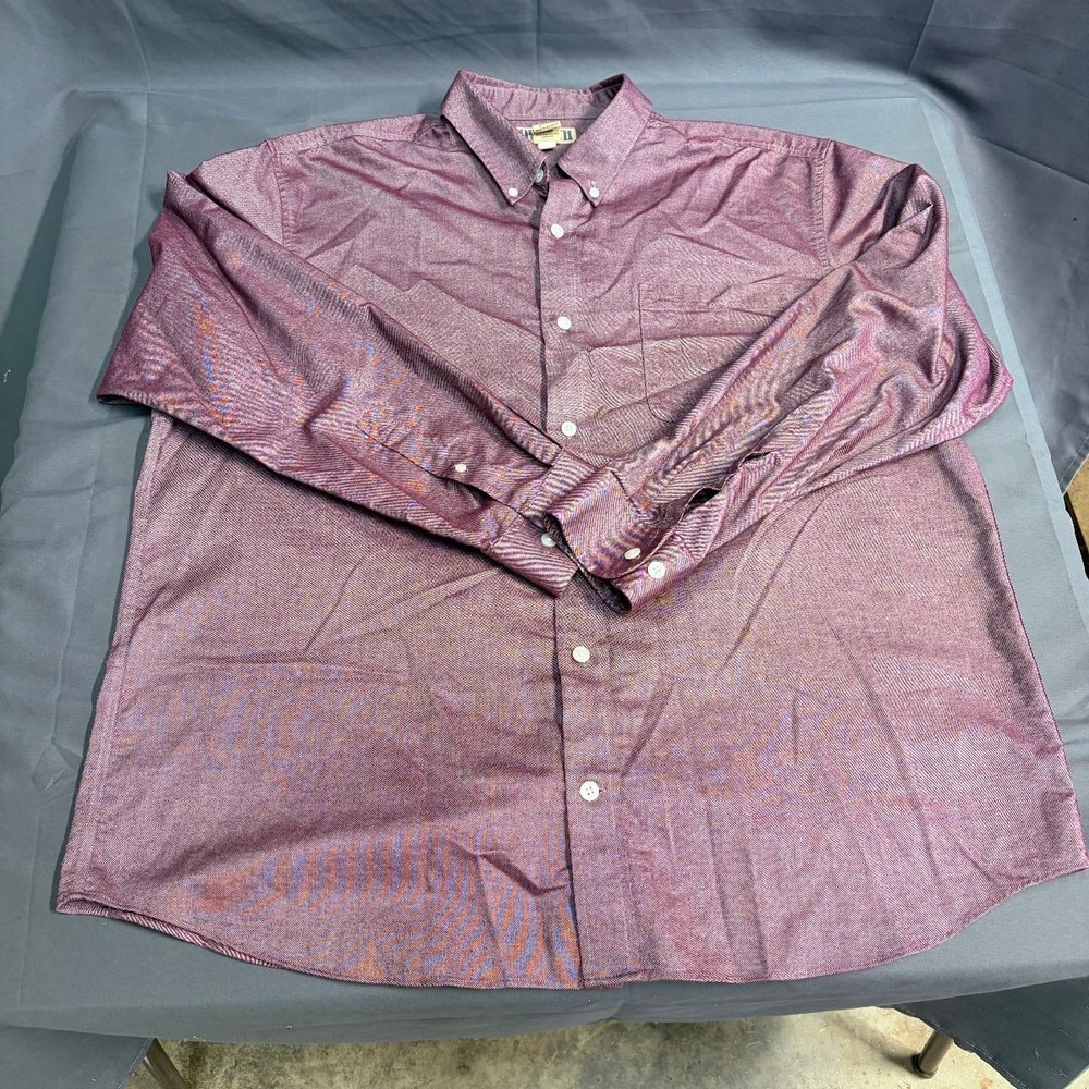 Duluth Trading Co Shirt Long Sleeve Button Up Mens XL Purple 100% Cotton EUC